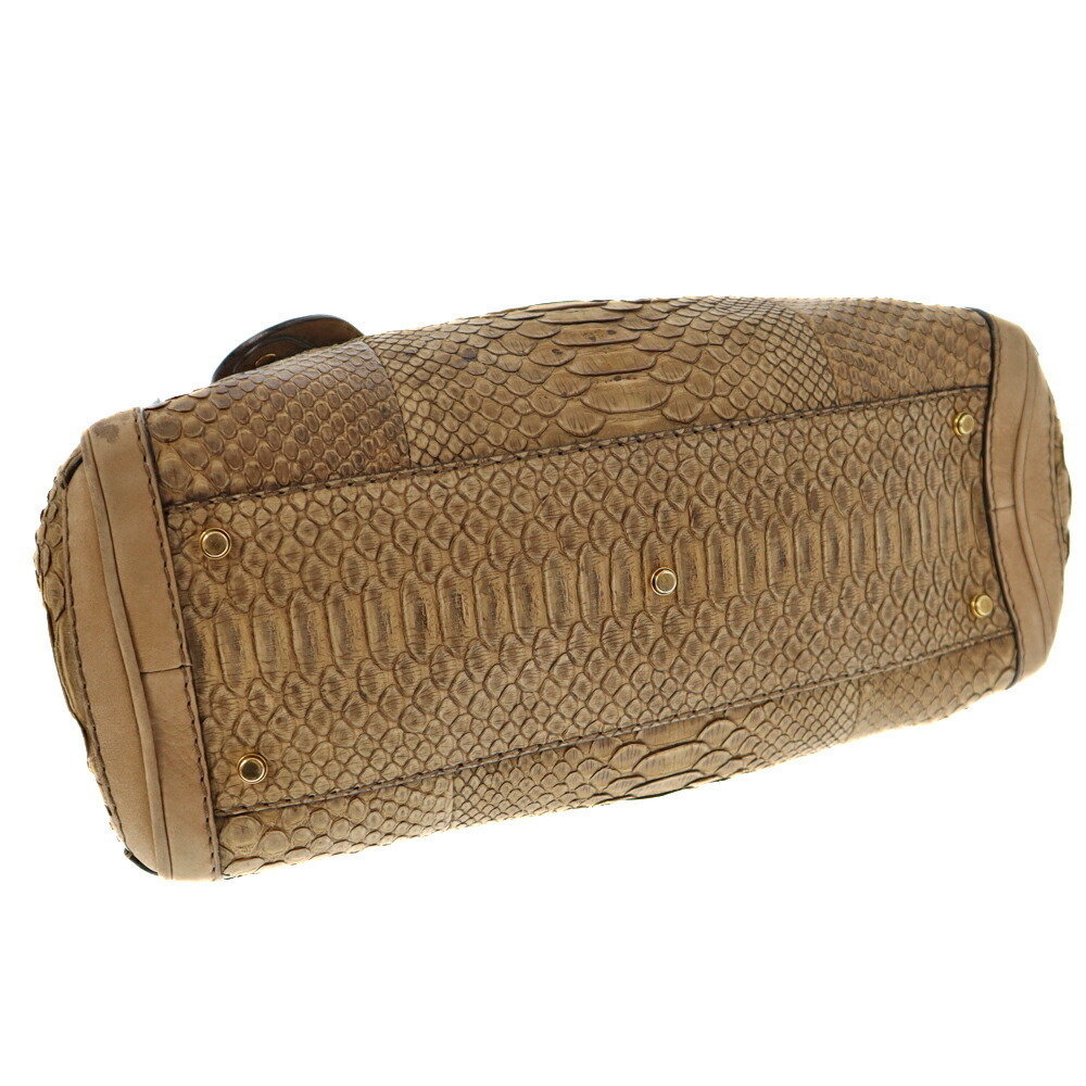 Gucci Shoulder Bag Python Leather Brown Beige - image 4